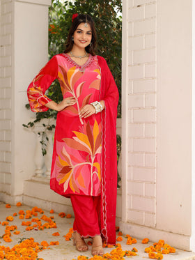Gul Pink Printed Suit Set