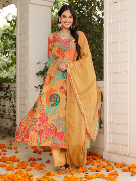 Yellow Printed Suit Set