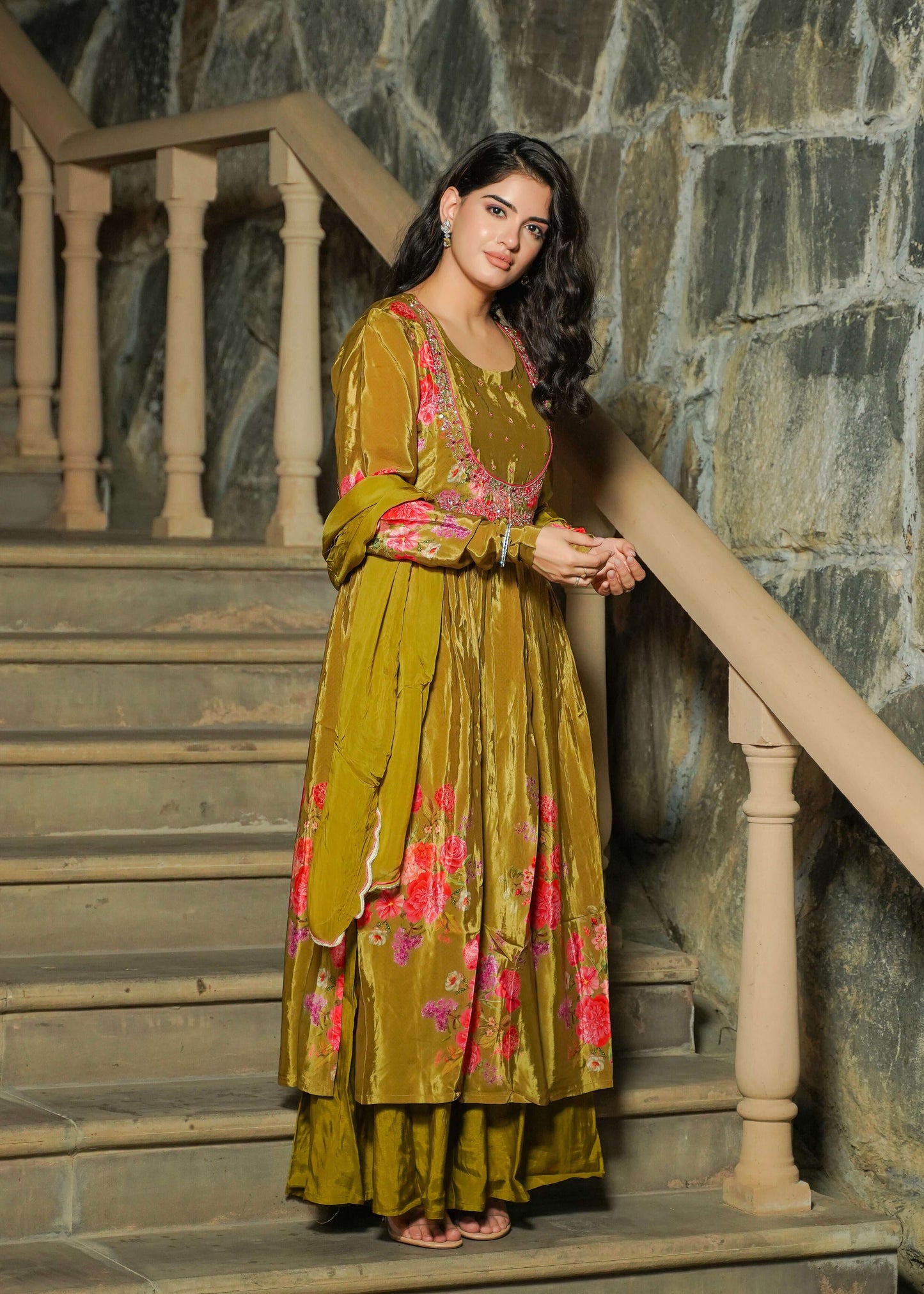 Mehandi Anarkali set