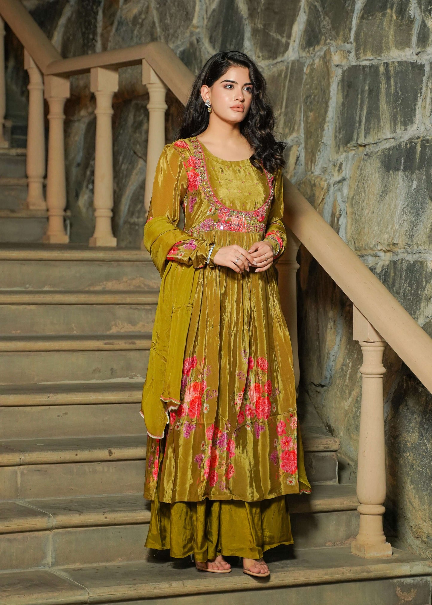 Mehandi Anarkali set