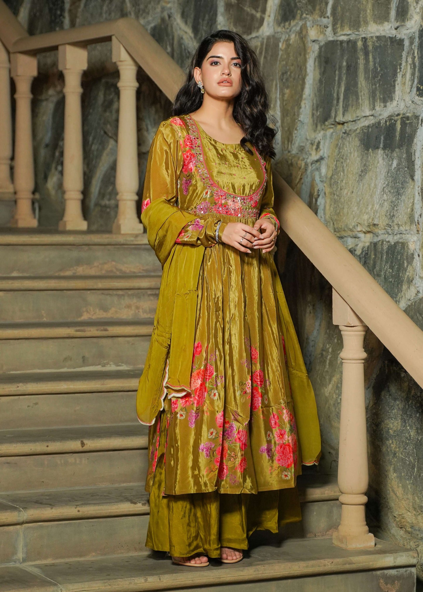 Mehandi Anarkali set