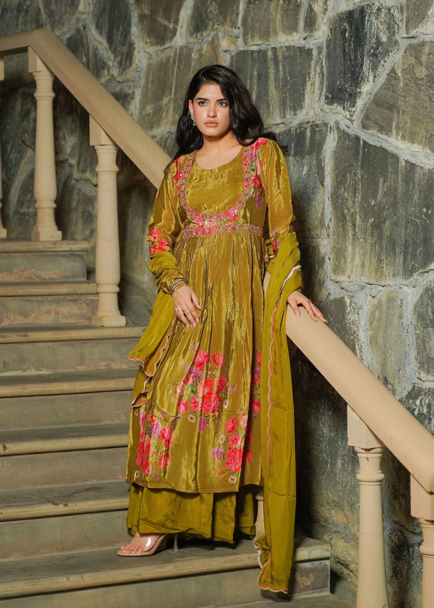 Mehandi Anarkali set