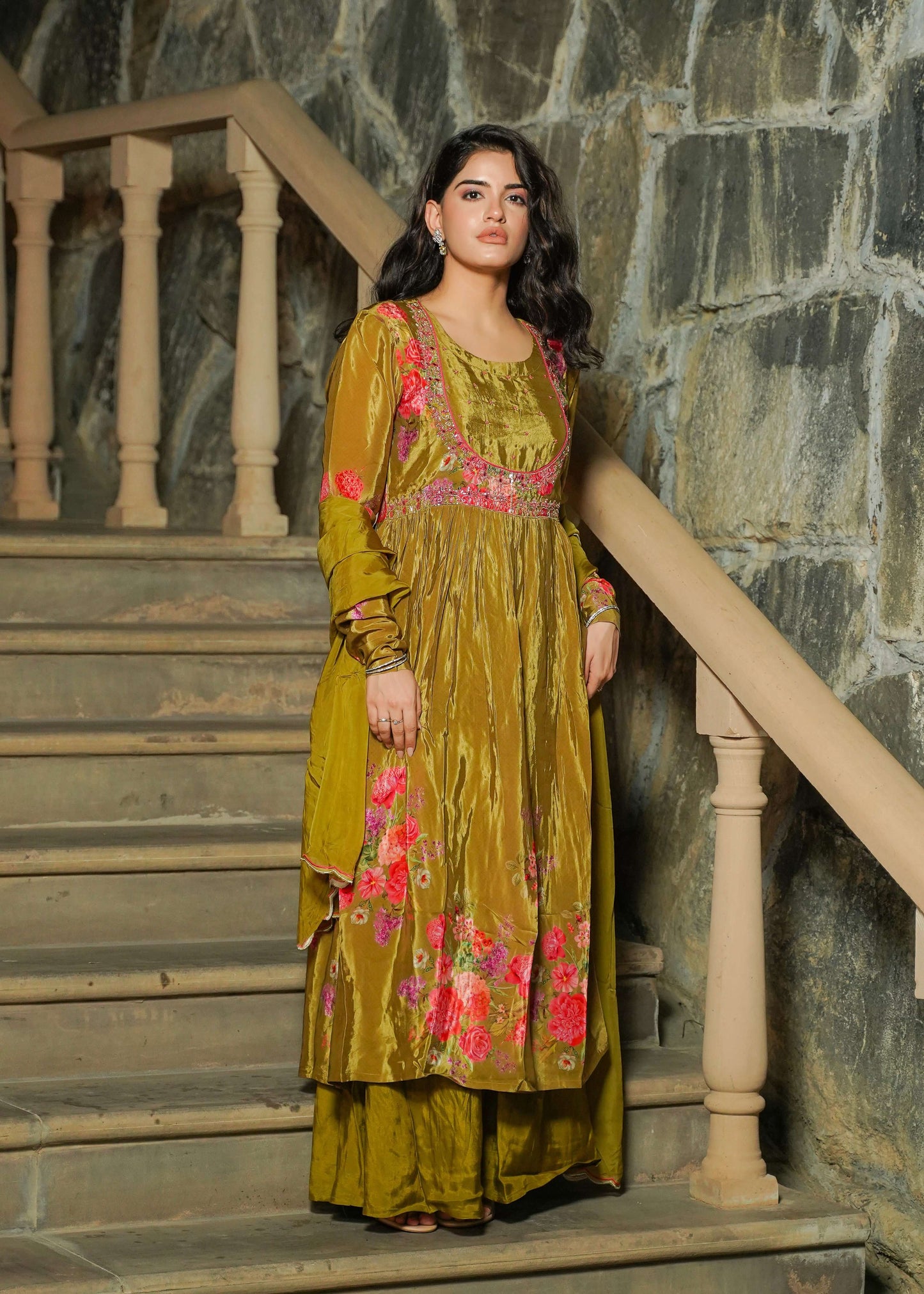 Mehandi Anarkali set