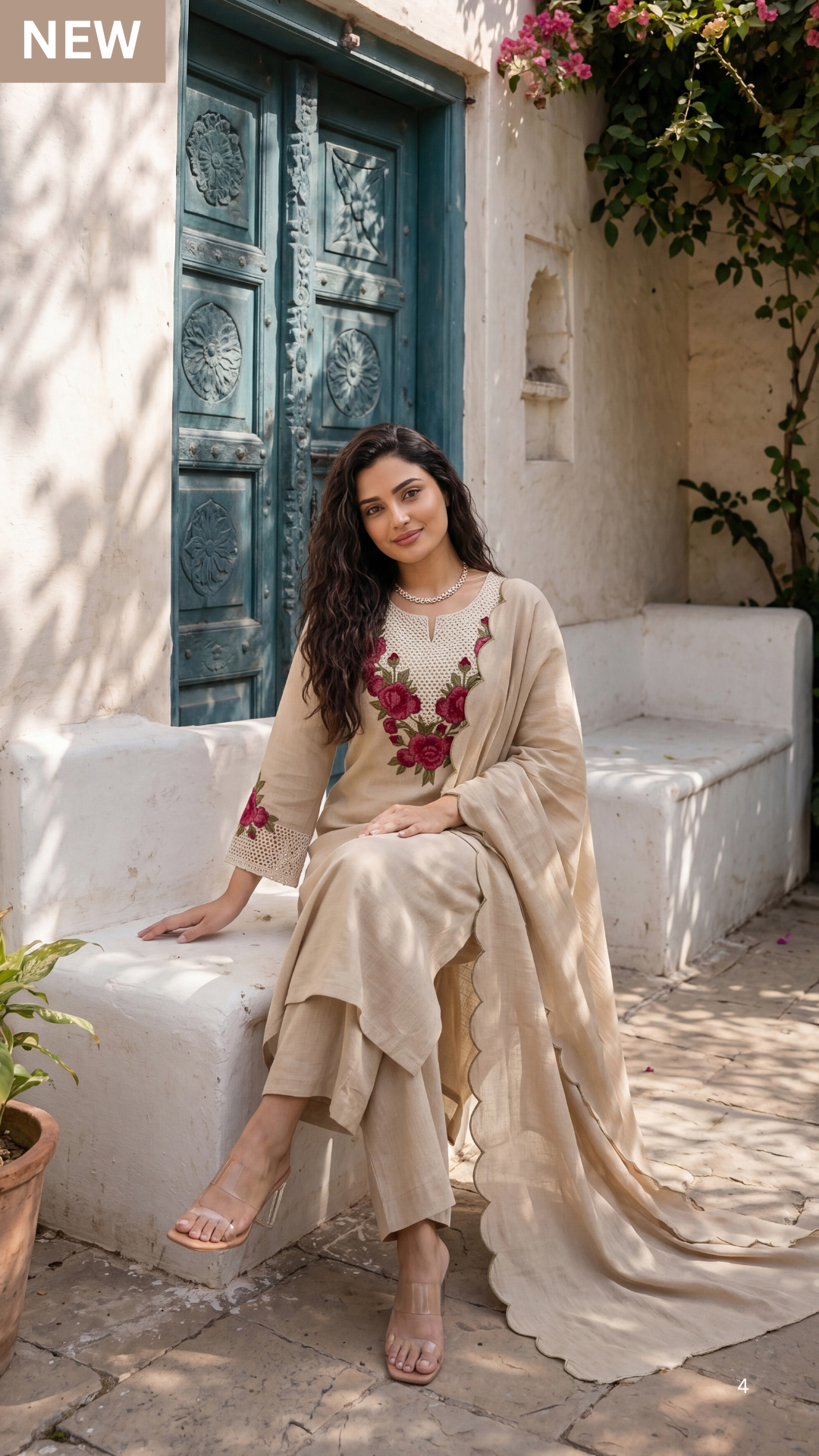 Ivory Petal Elegance Suit Set
