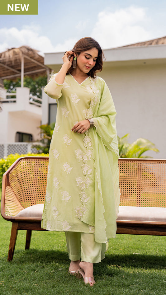 Fresh Pistachio Bloom Suit Set