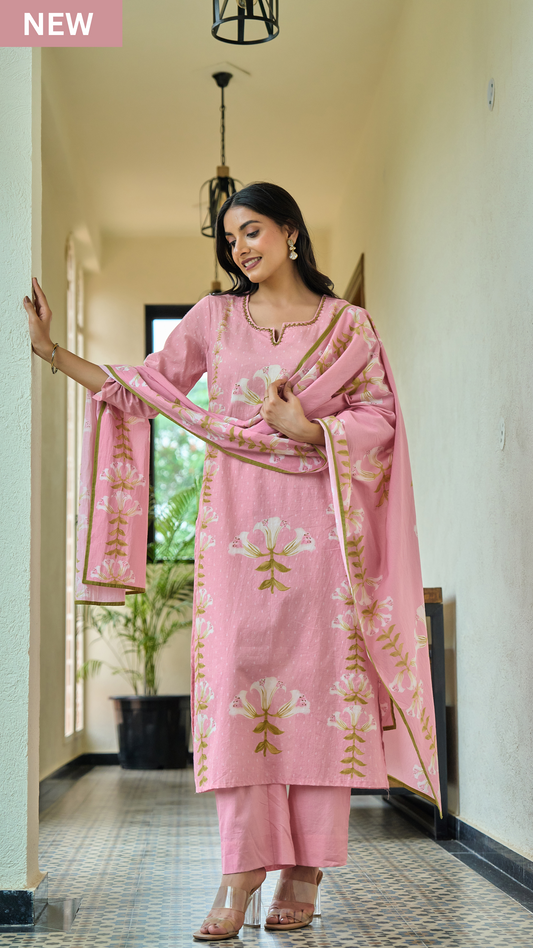 Blush Bloom Cotton Suit Set