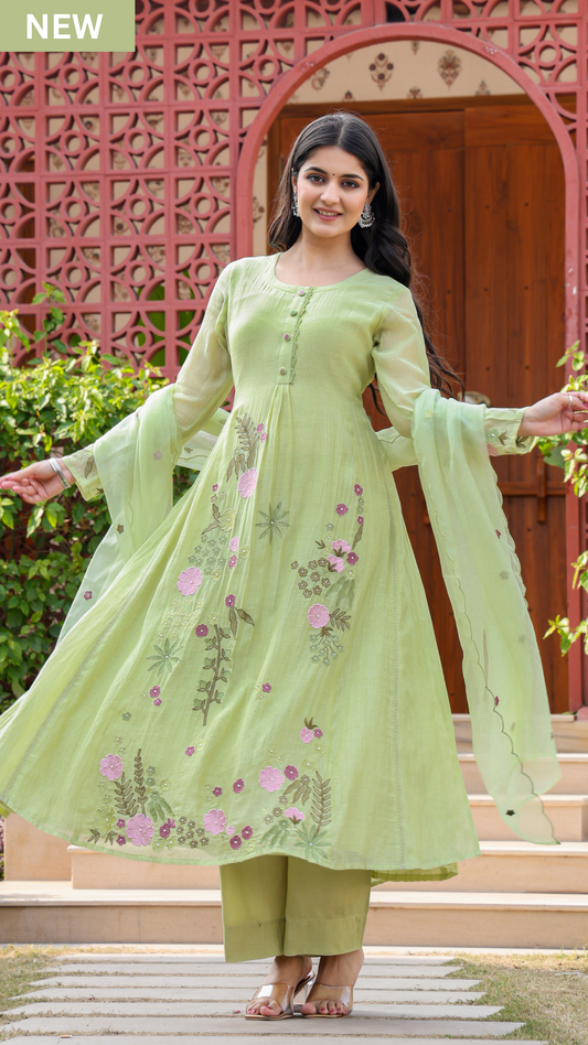 Emerald Enchantment Chanderi Suit Set