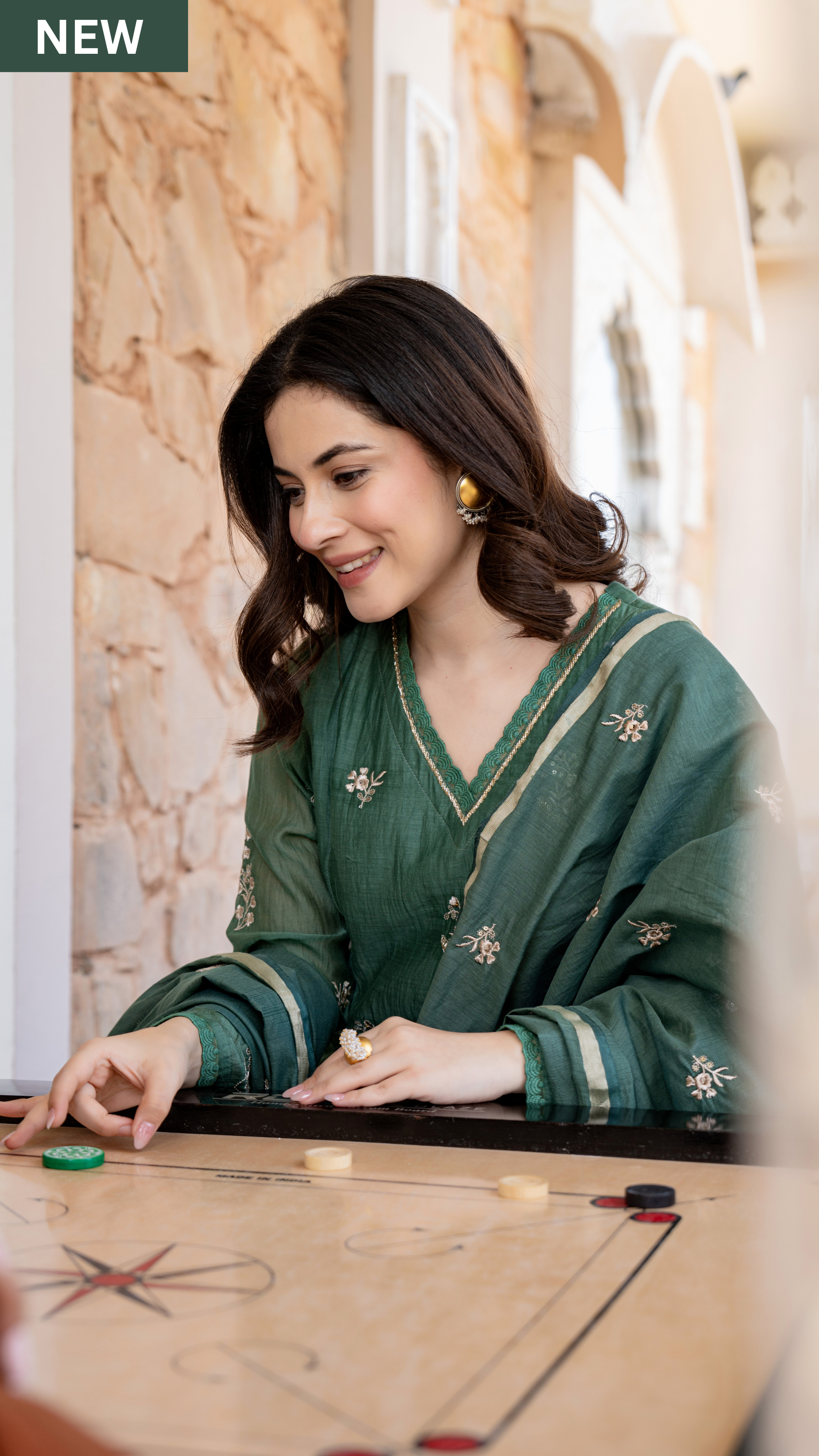 Olive Luxe Chanderi Suit Set