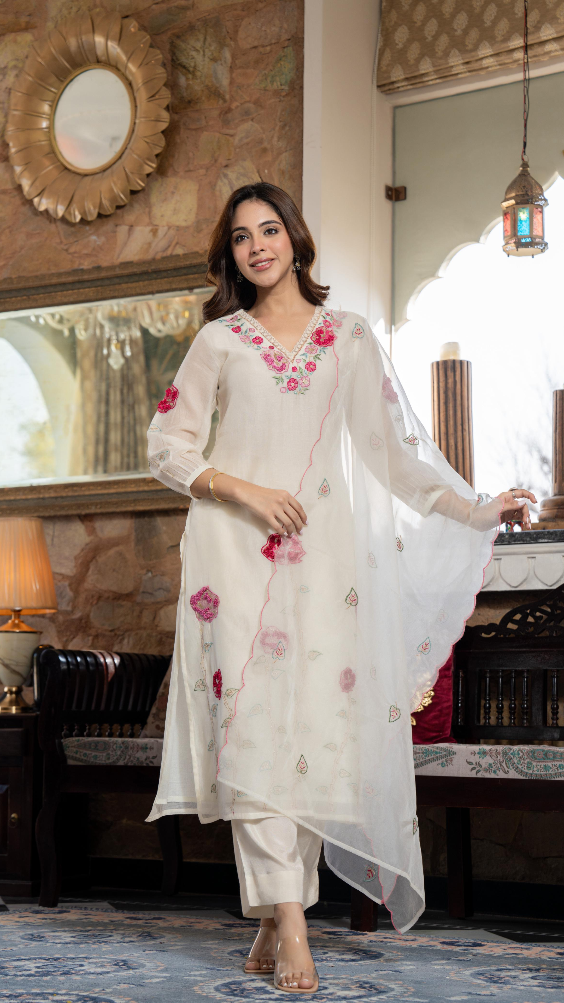 Pearl Charm Chanderi Suit Set