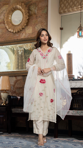 Pearl Charm Chanderi Suit Set