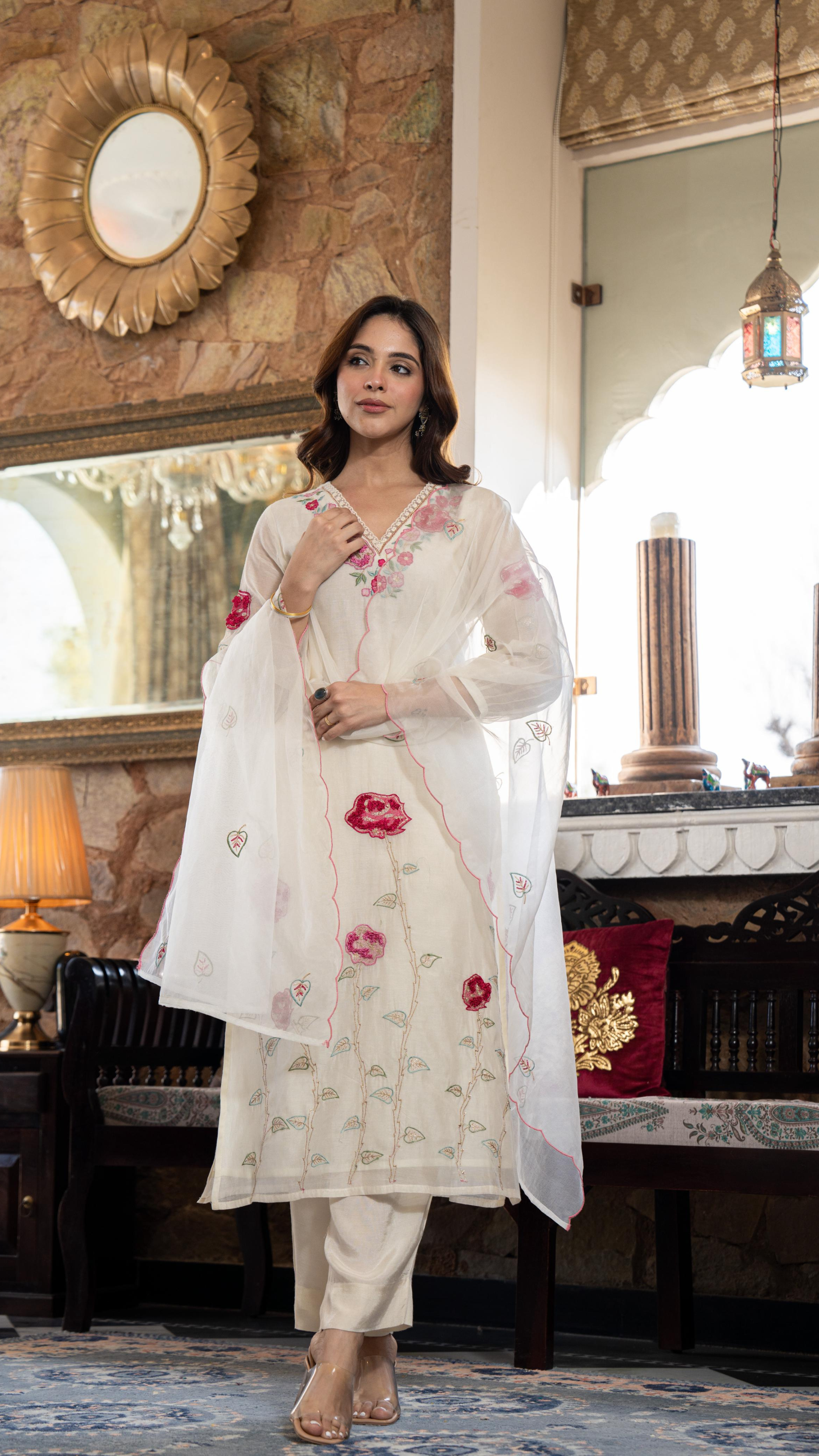 Pearl Charm Chanderi Suit Set