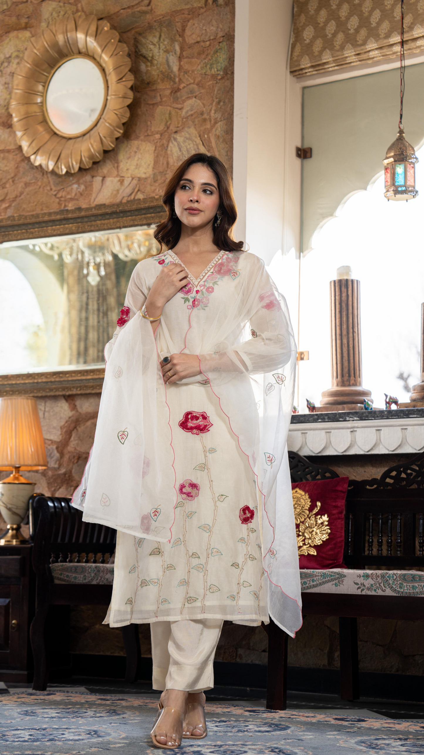 Pearl Charm Chanderi Suit Set