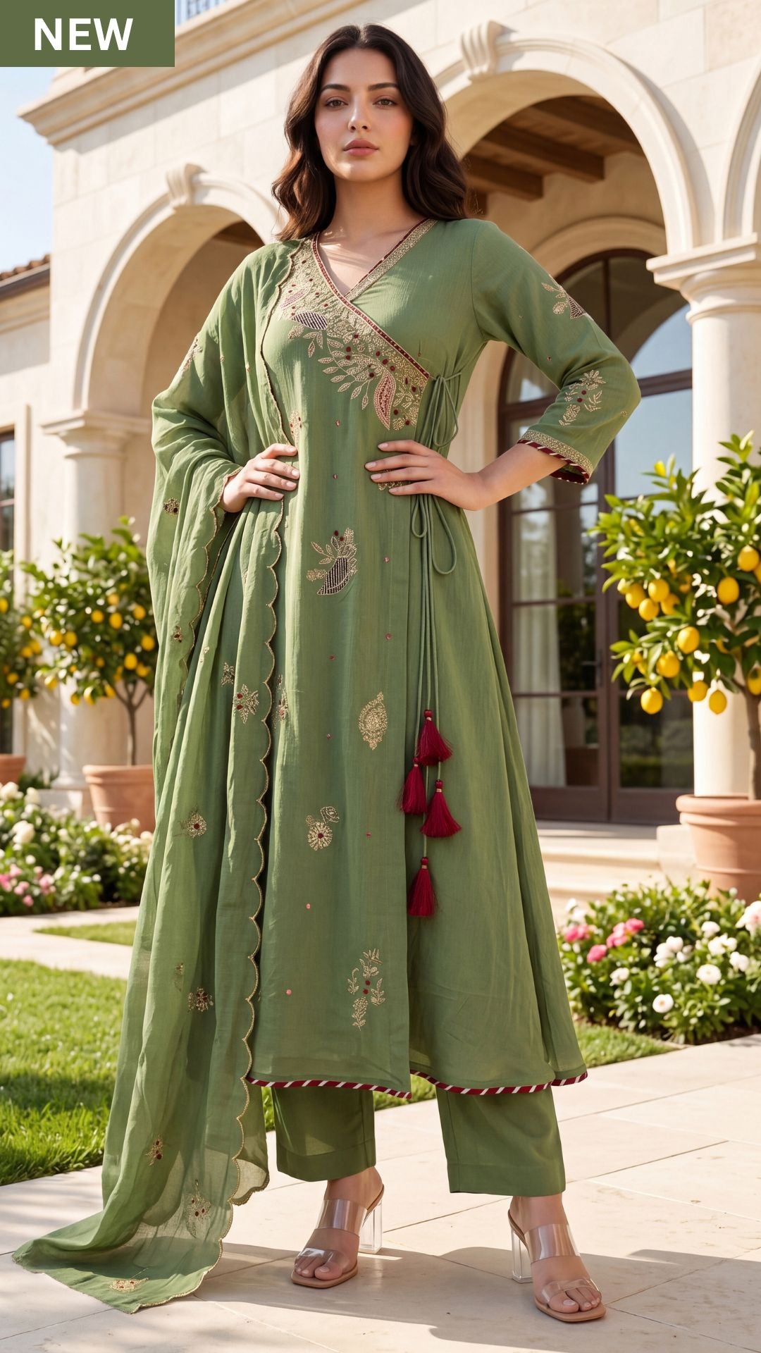 Royal Olive Embroidered Suit