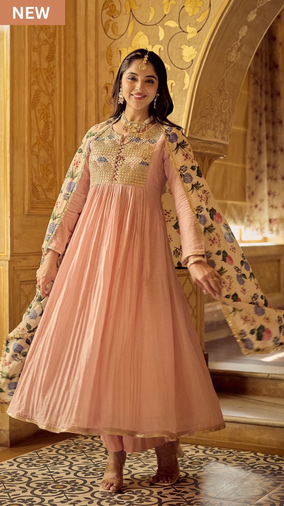 Blush Gulab Chanderi Embroidered Suit Set