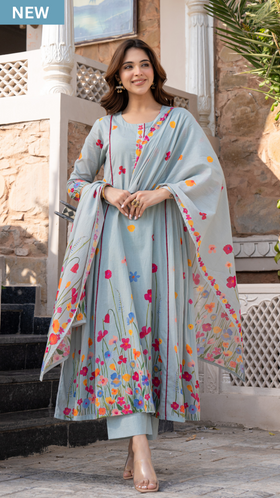 Ember Blossom Cotton Suit Set