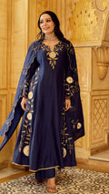 Midnight Bloom Chanderi Suit Set