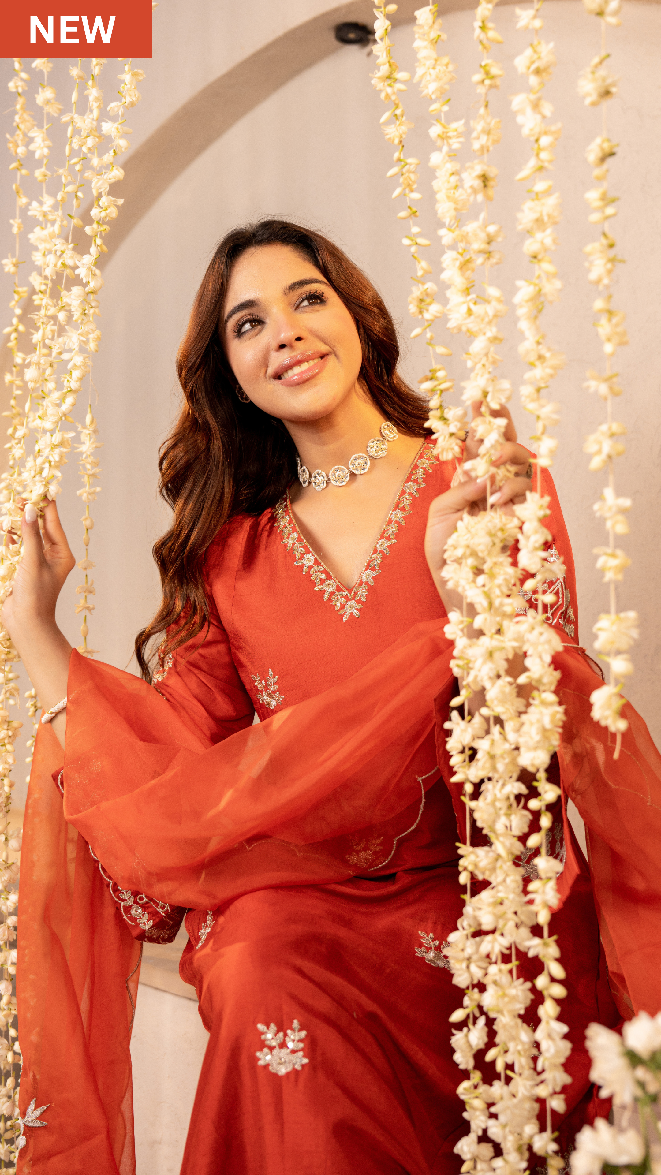 Tangerine Glow Silk Suit Set