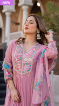 Rose Lilac Crush Embroidered Suit Set