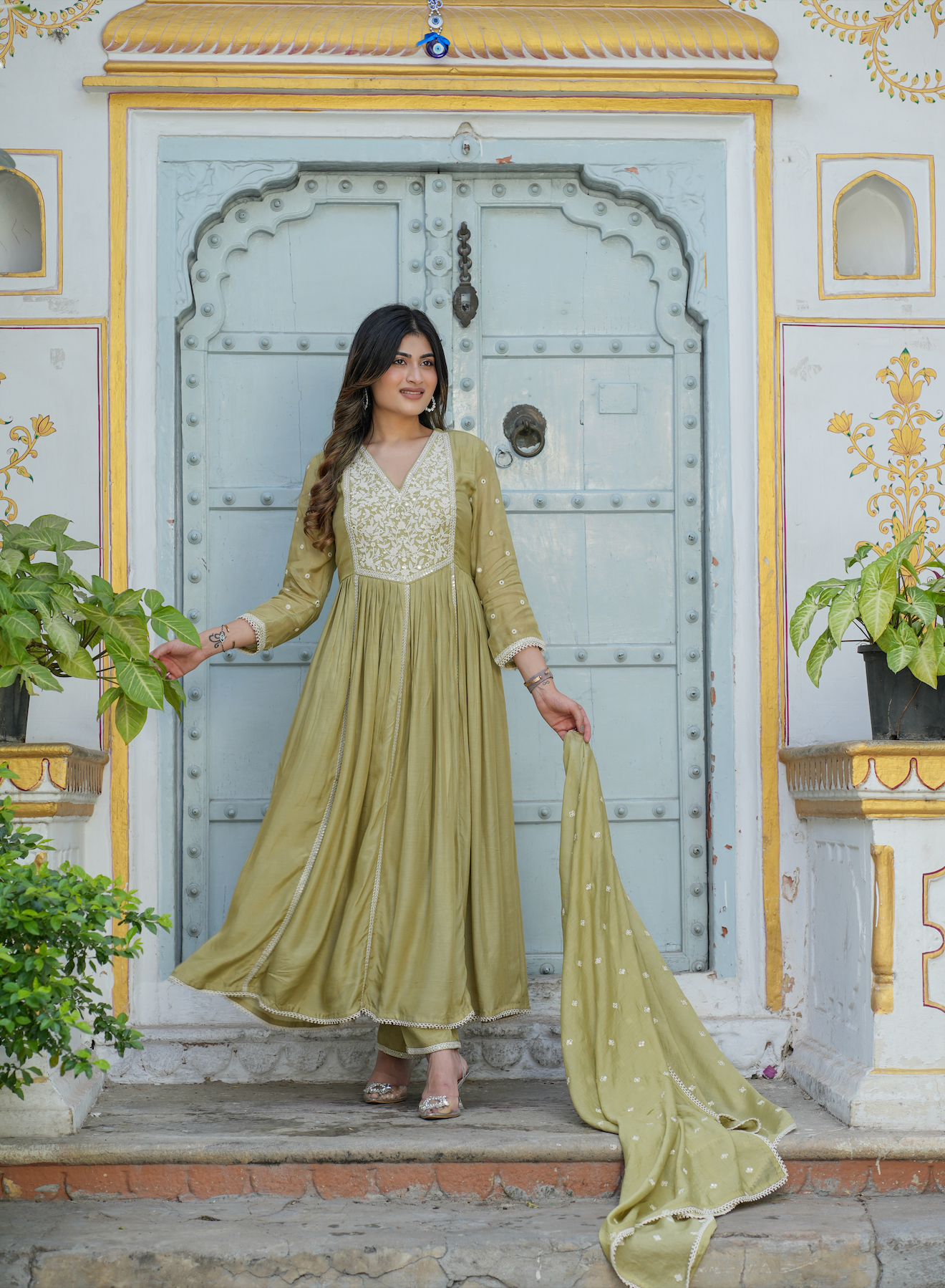 Gul Sage Green Anarkali Set