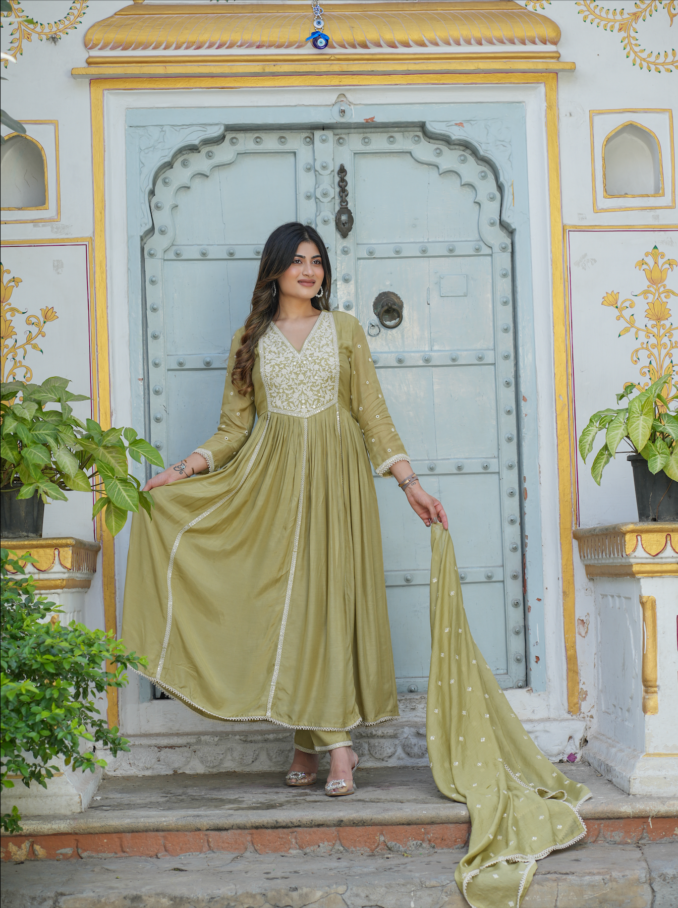 Gul Sage Green Anarkali Set