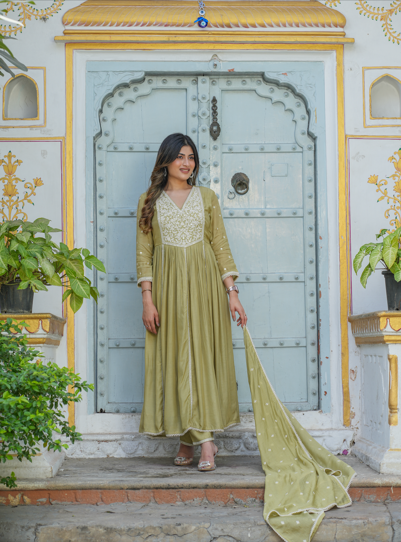 Gul Sage Green Anarkali Set