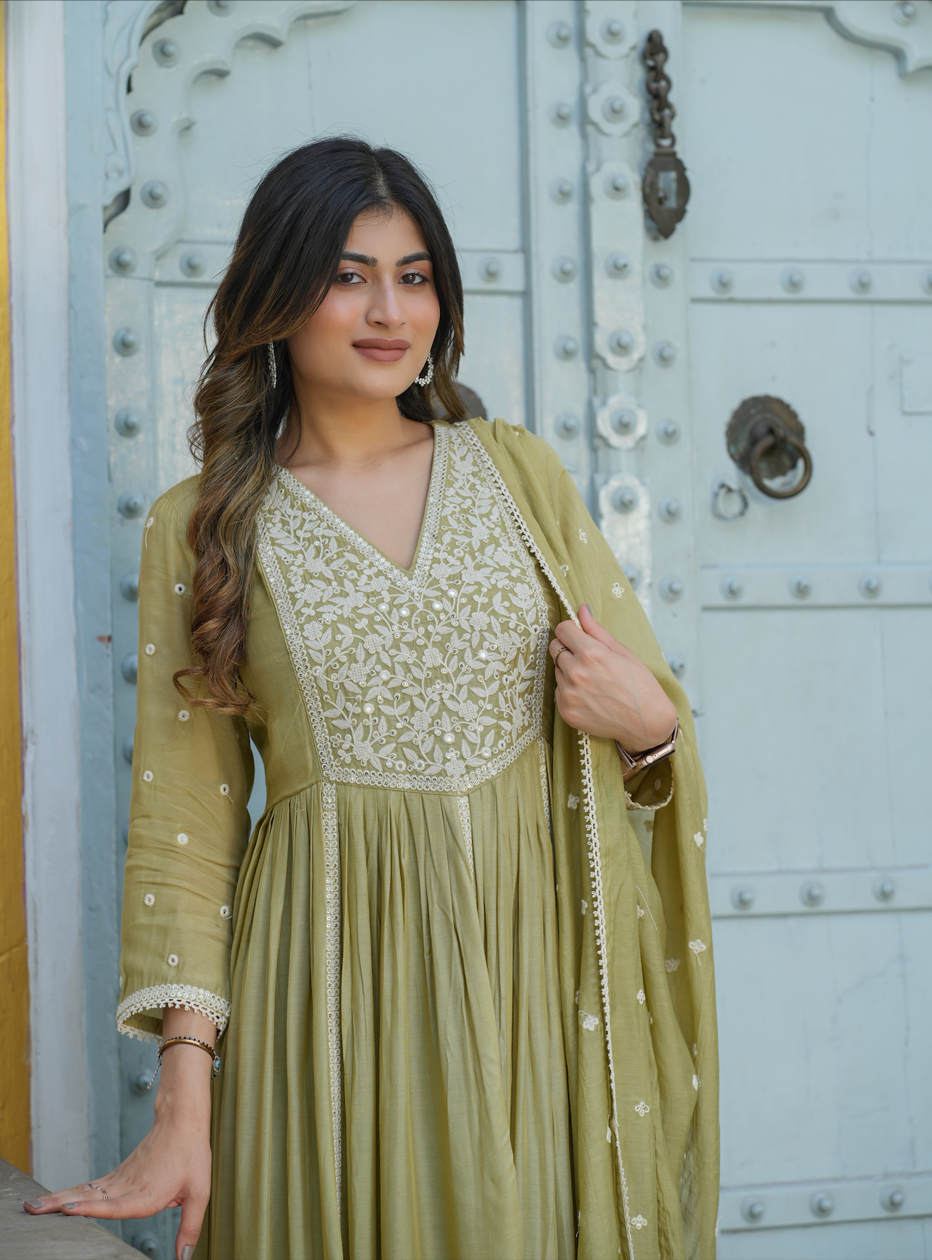 Gul Sage Green Anarkali Set