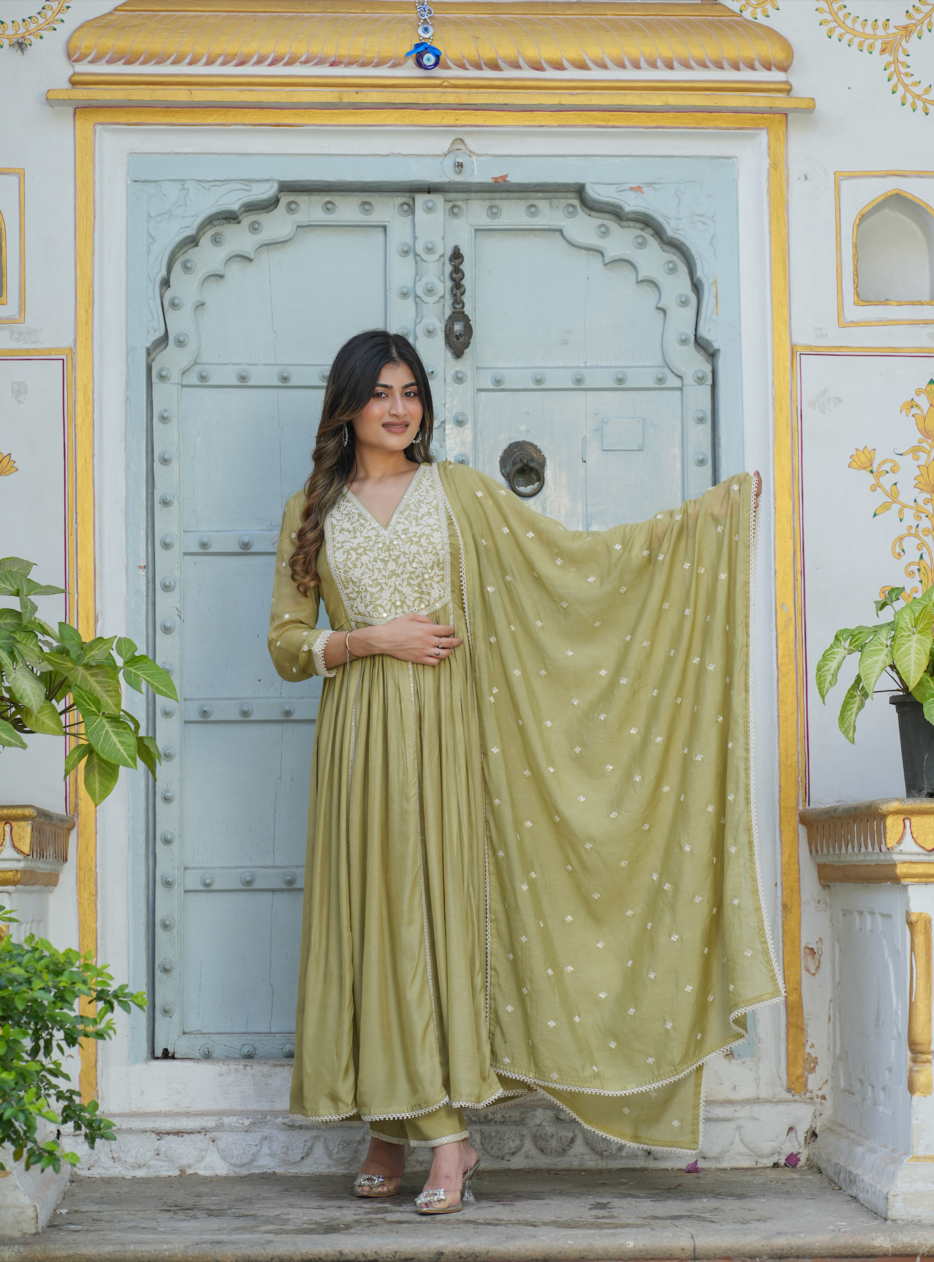 Gul Sage Green Anarkali Set