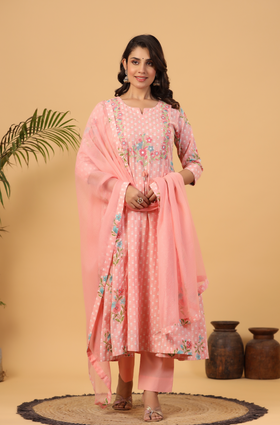 Pink Bloom Anarkali Set