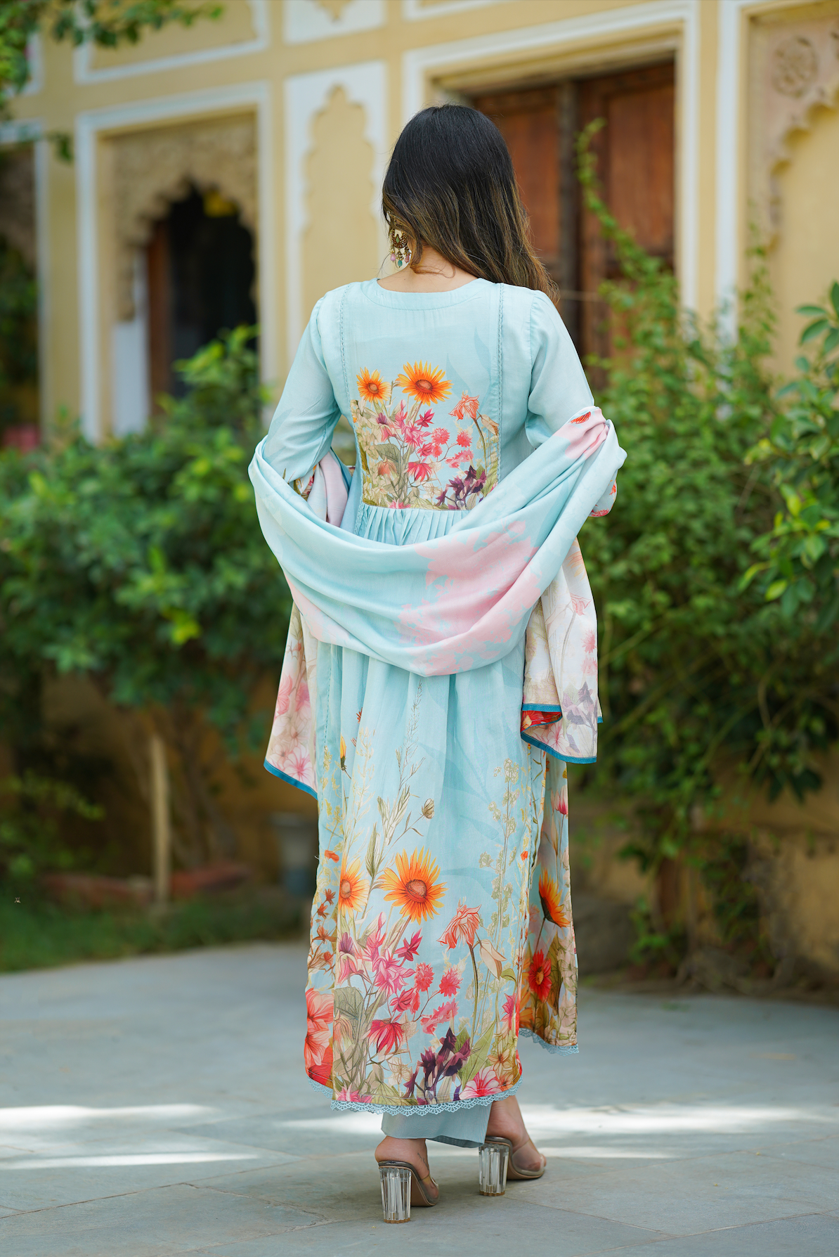 Teal Blue Anarkali Suit Set