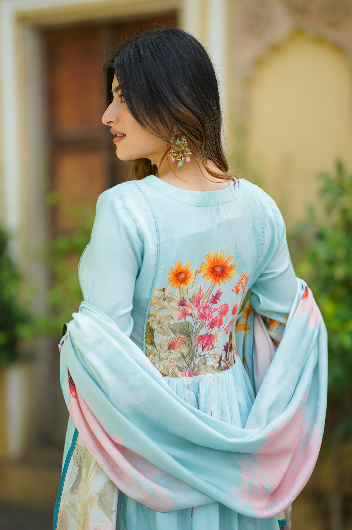 Teal Blue Anarkali Suit Set