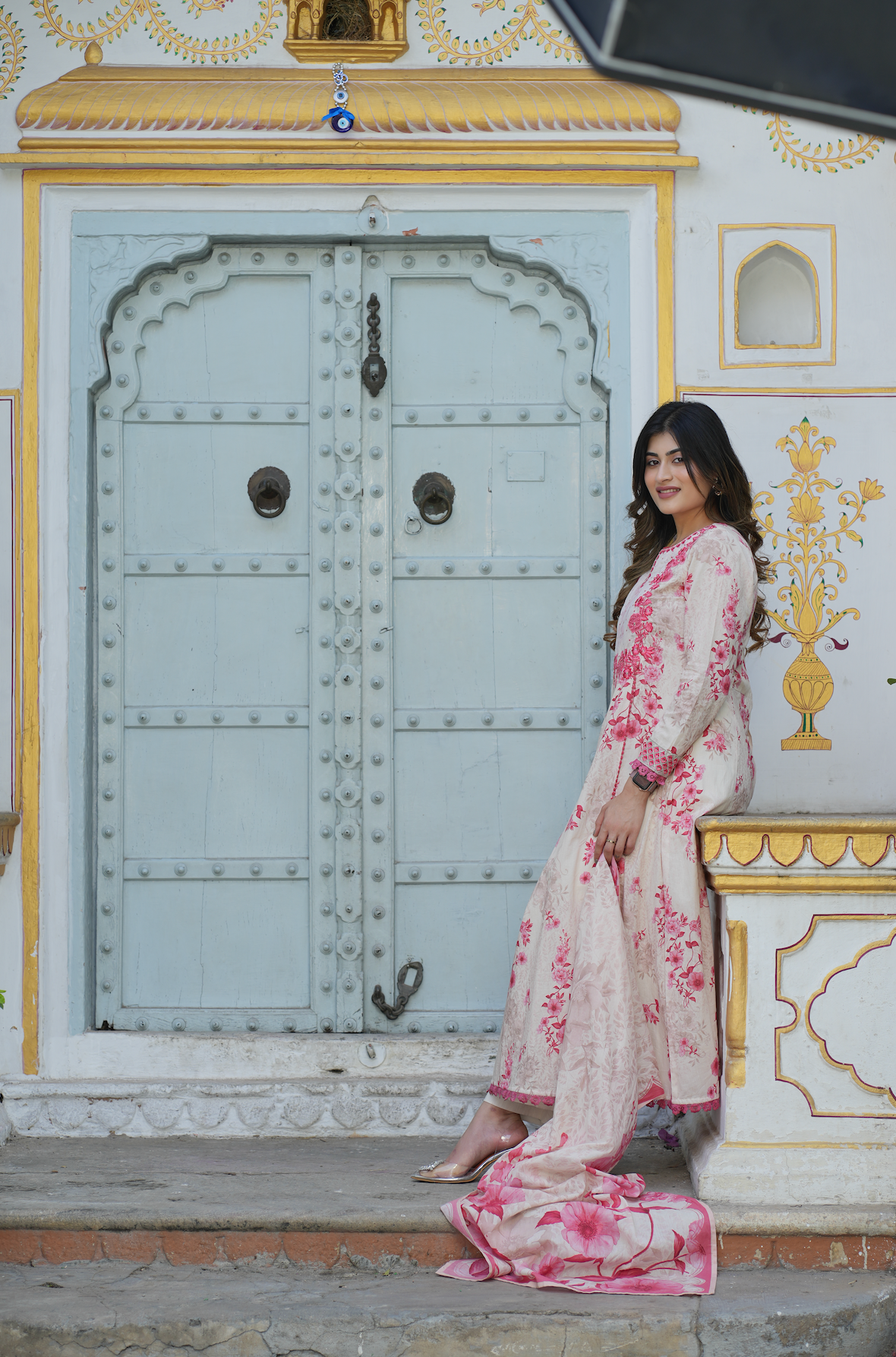 Blushing pink Anarkali Set