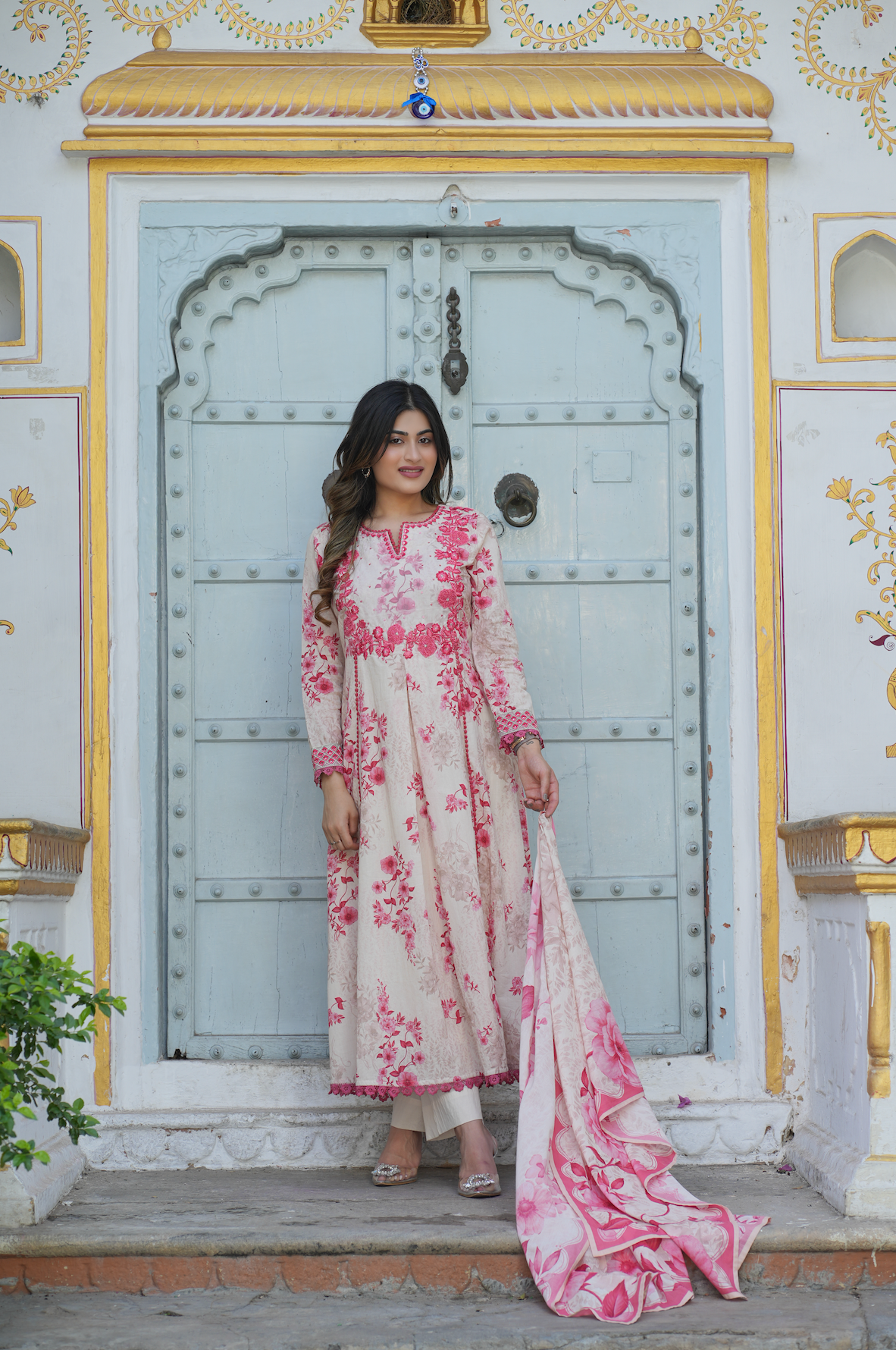 Blushing pink Anarkali Set