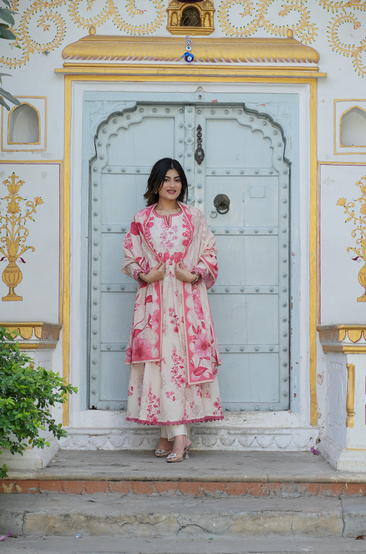 Blushing pink Anarkali Set