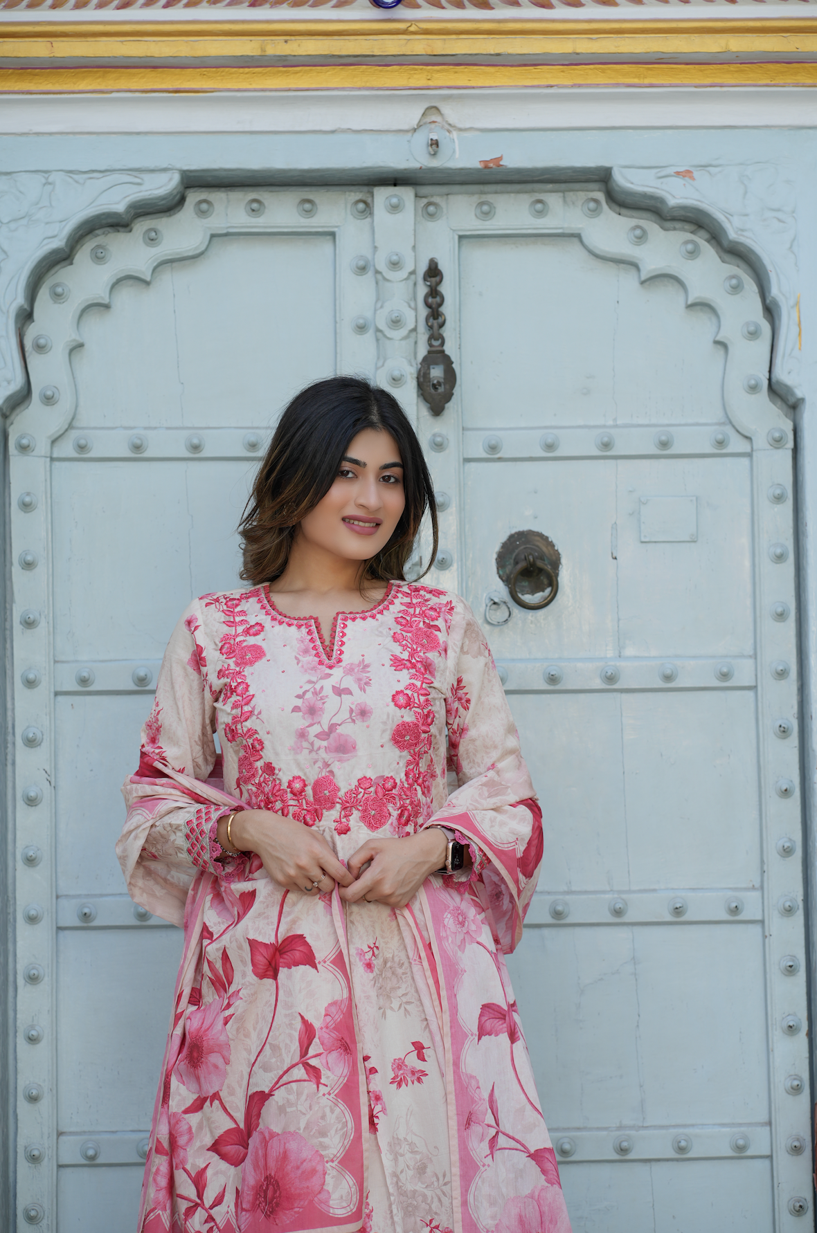 Blushing pink Anarkali Set