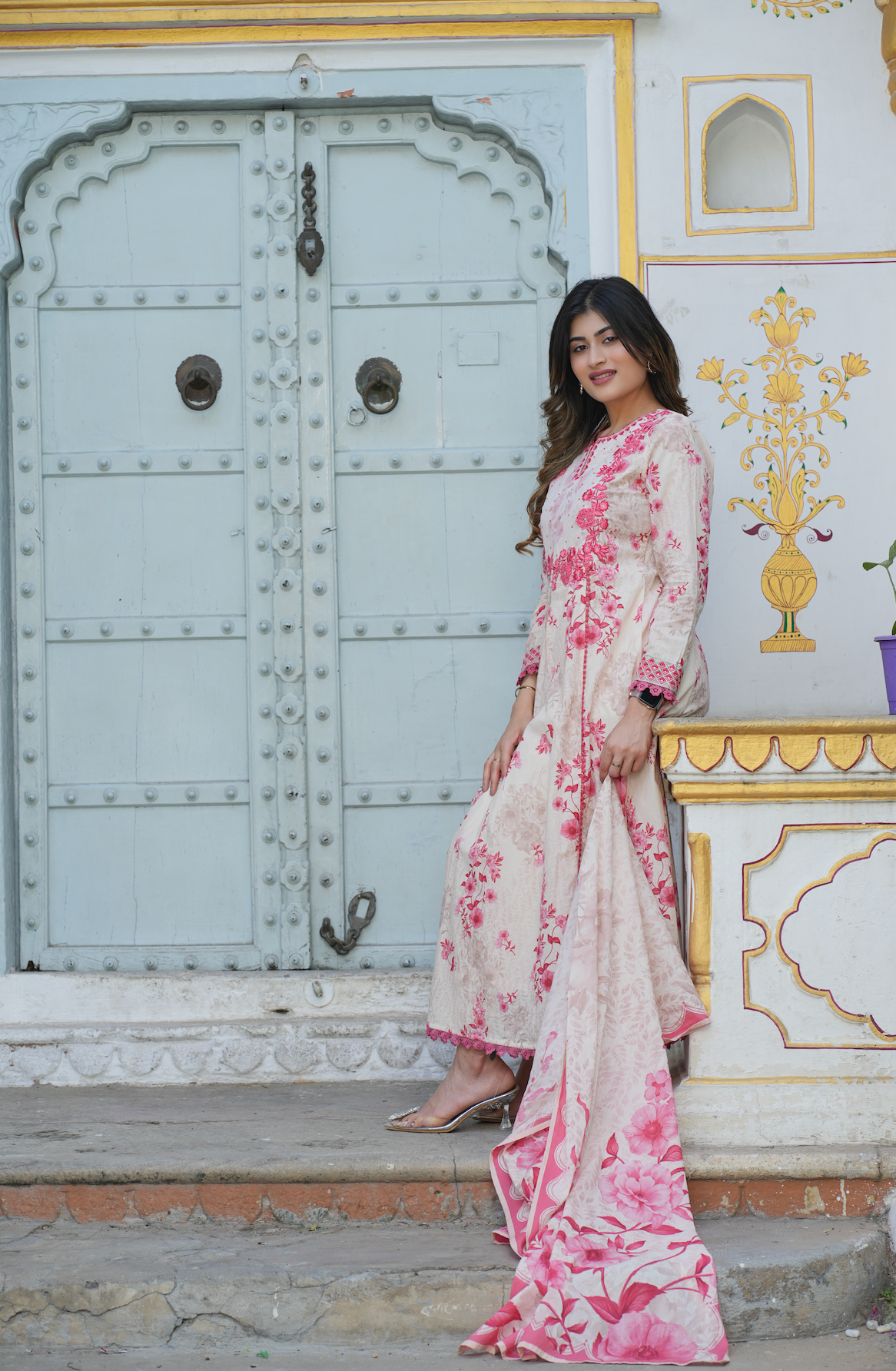Blushing pink Anarkali Set