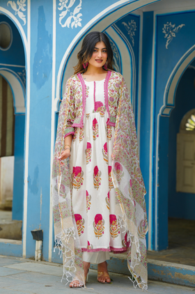 Mughal Butta Blok Suit Set