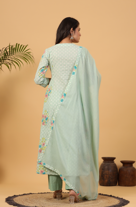 Green Glam Anarkali Set