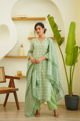 Moss Green Cotton Suit Set