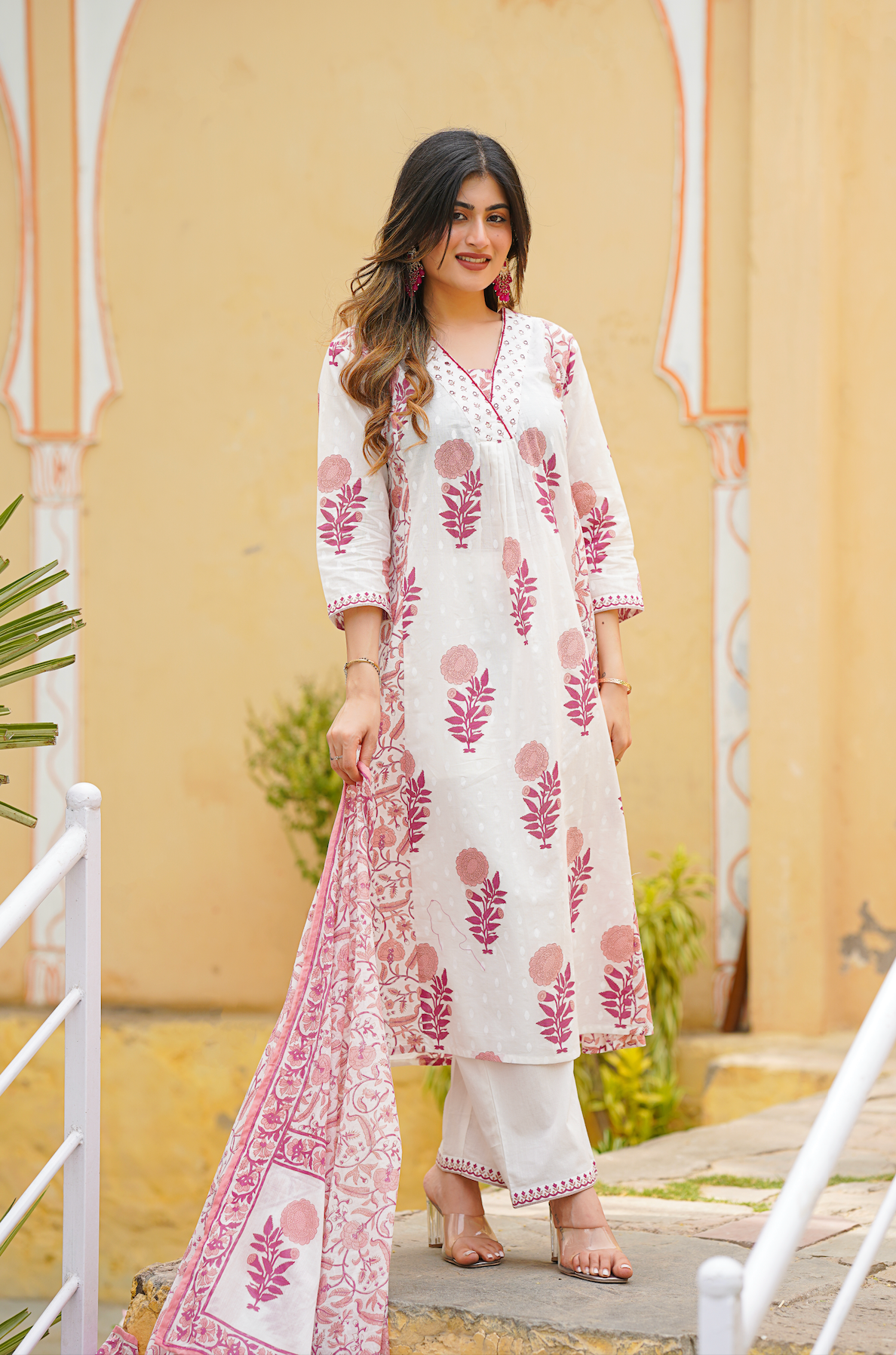 Pink with shades of white