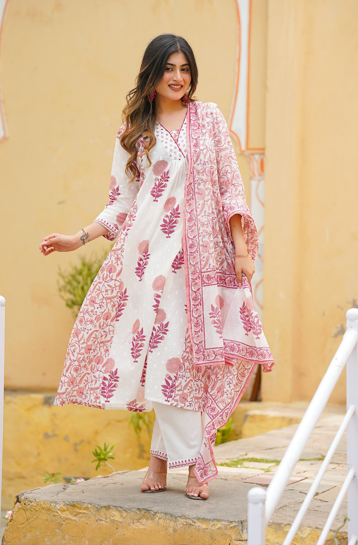 Pink with shades of white