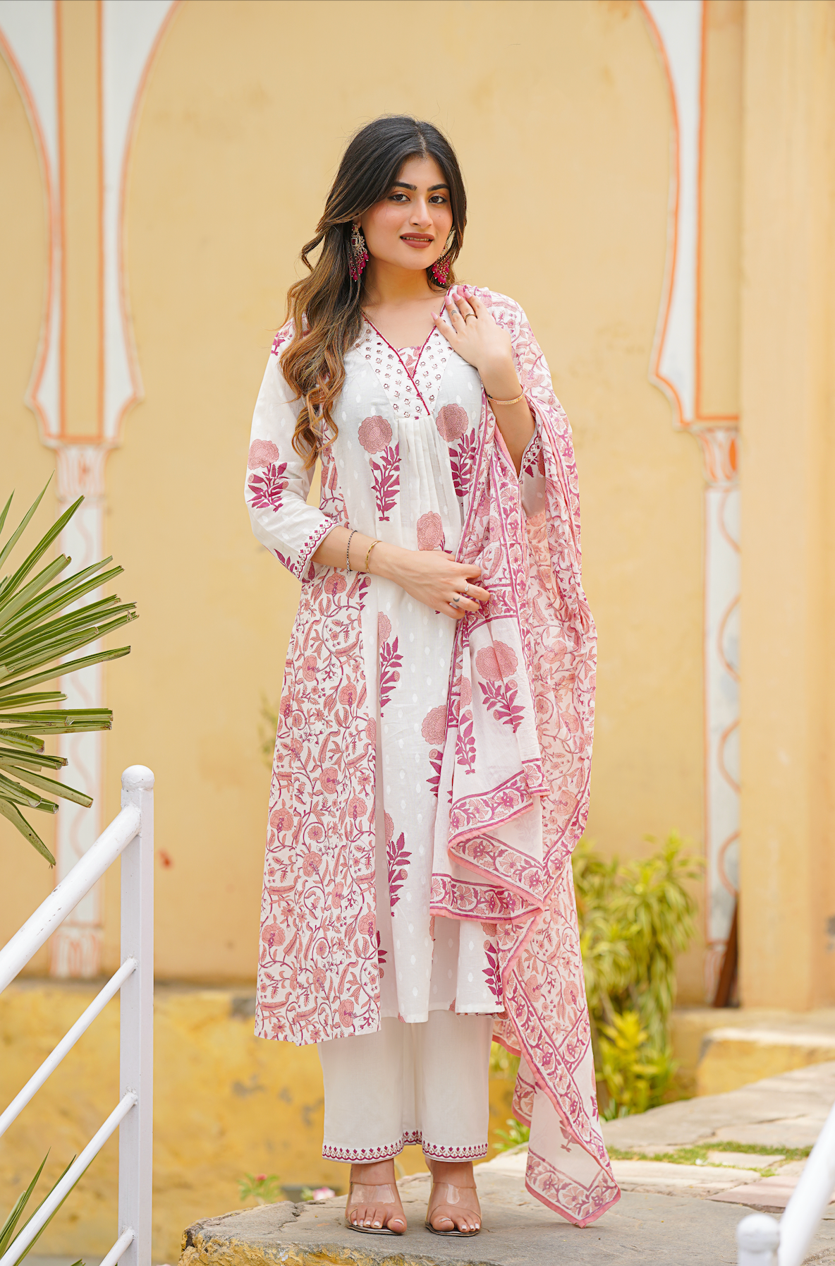 Pink with shades of white