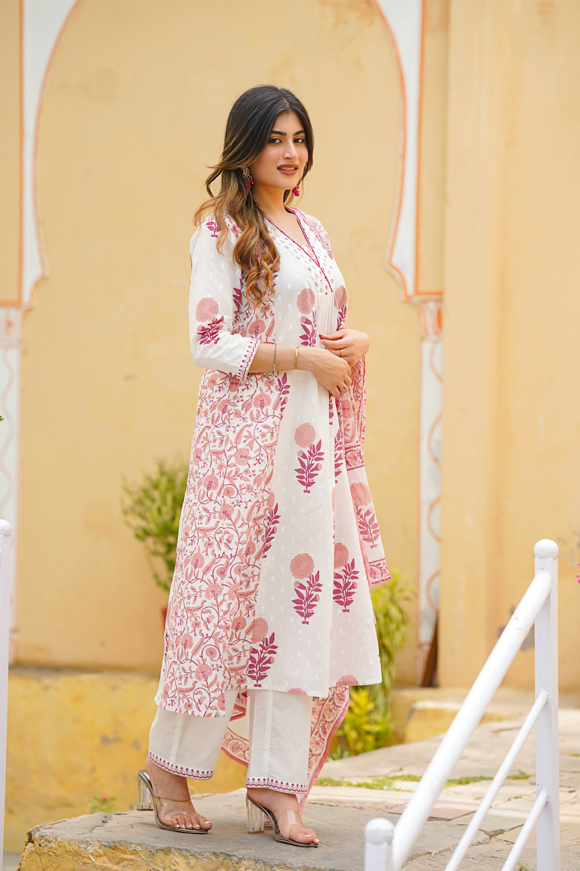 Pink with shades of white