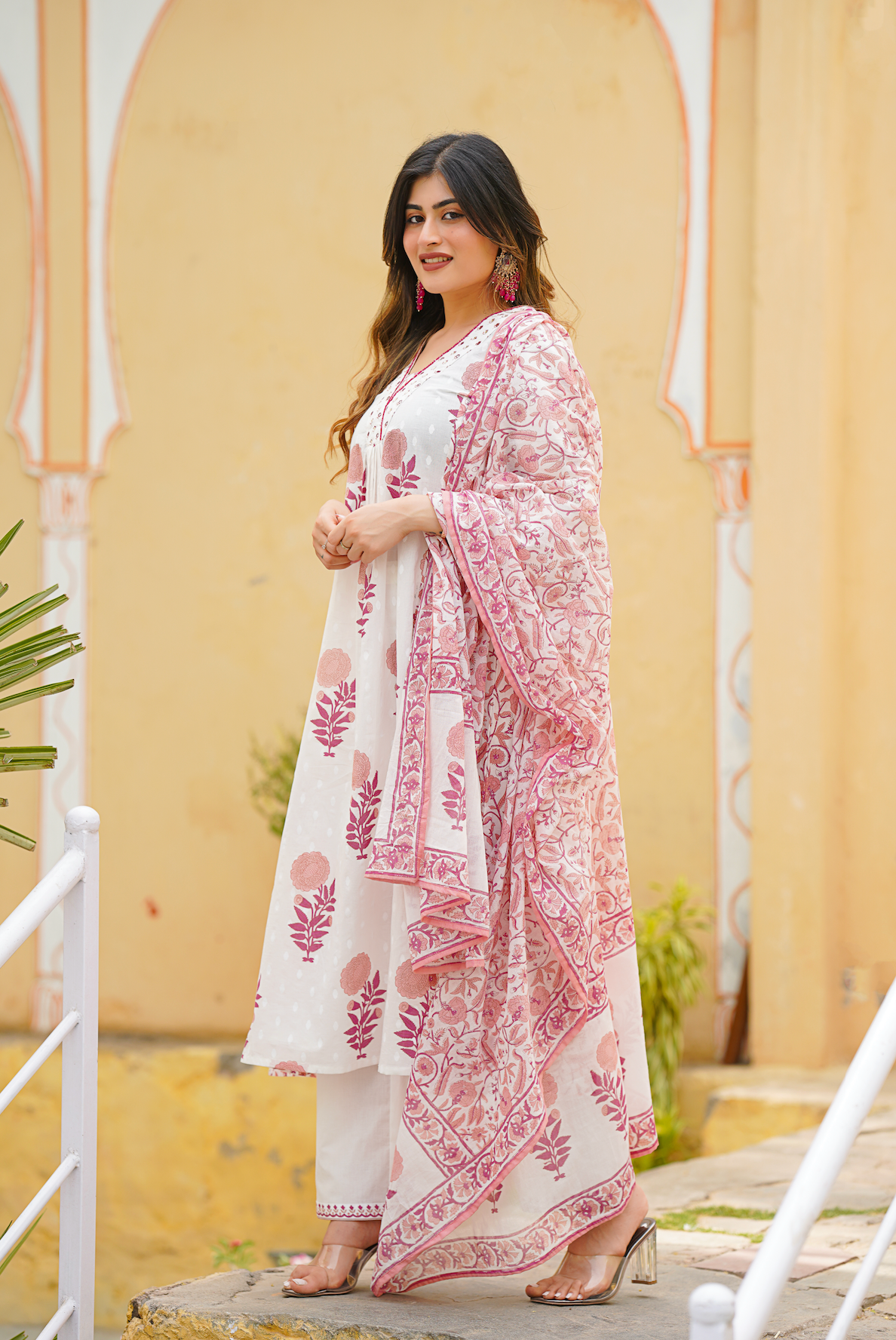 Pink with shades of white