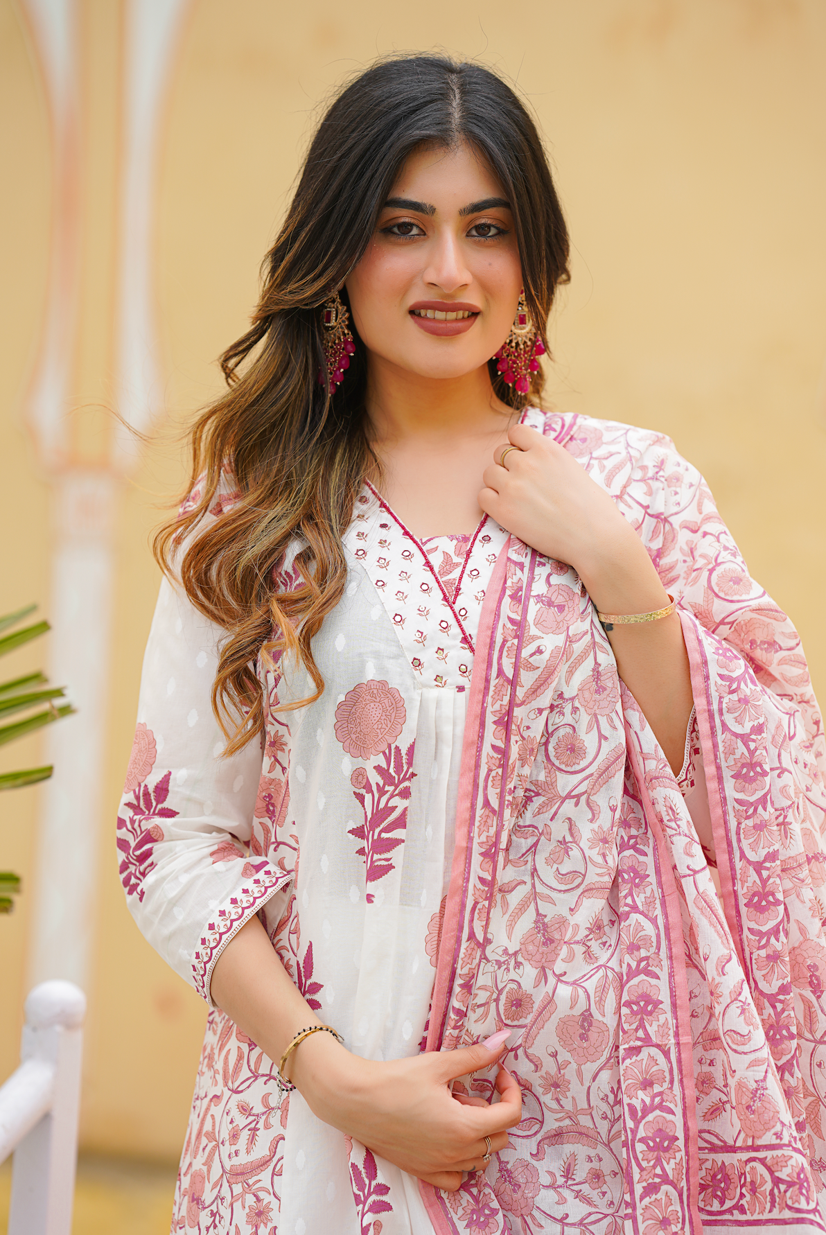 Pink with shades of white