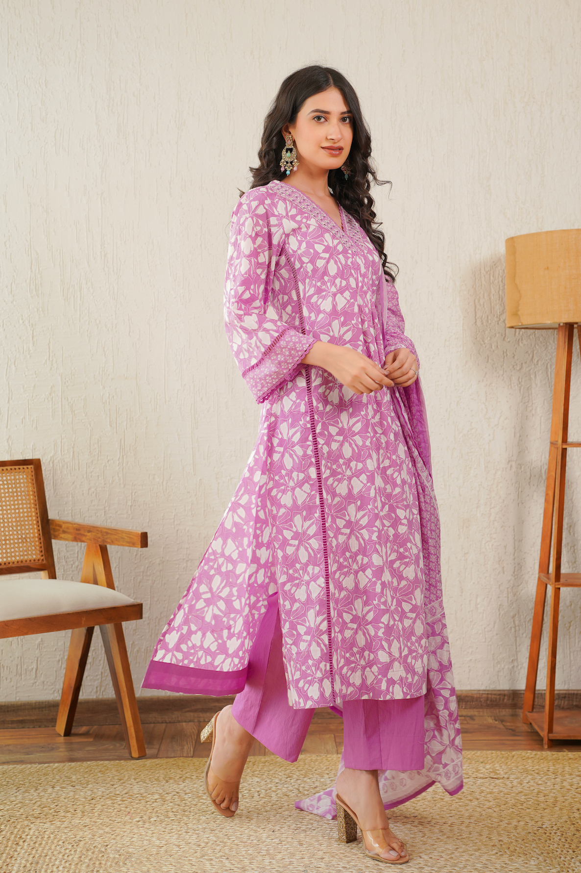 Opera Mauve Cotton Suit Set