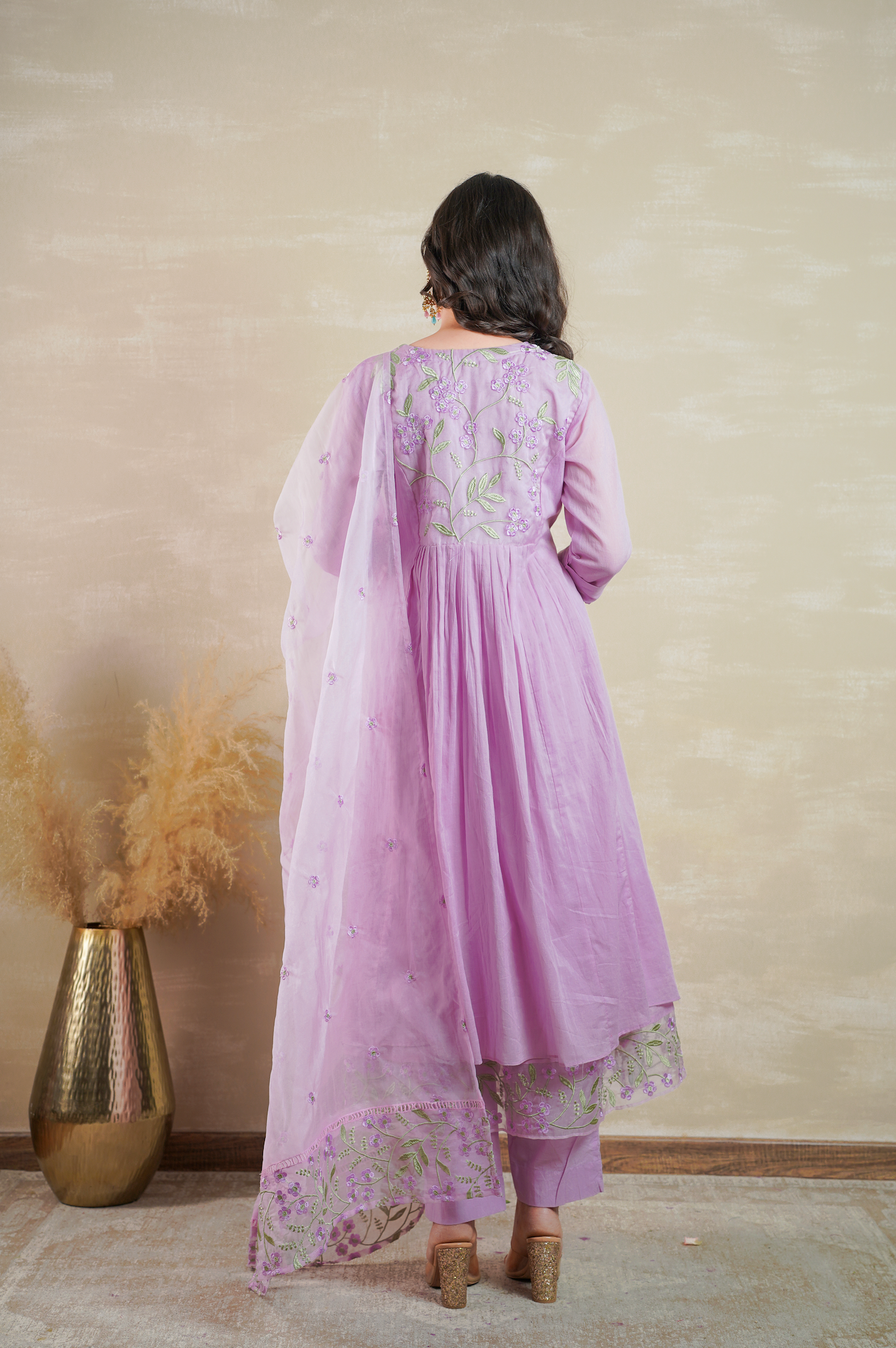 Plum Purple Mulmul kurti Suit Set