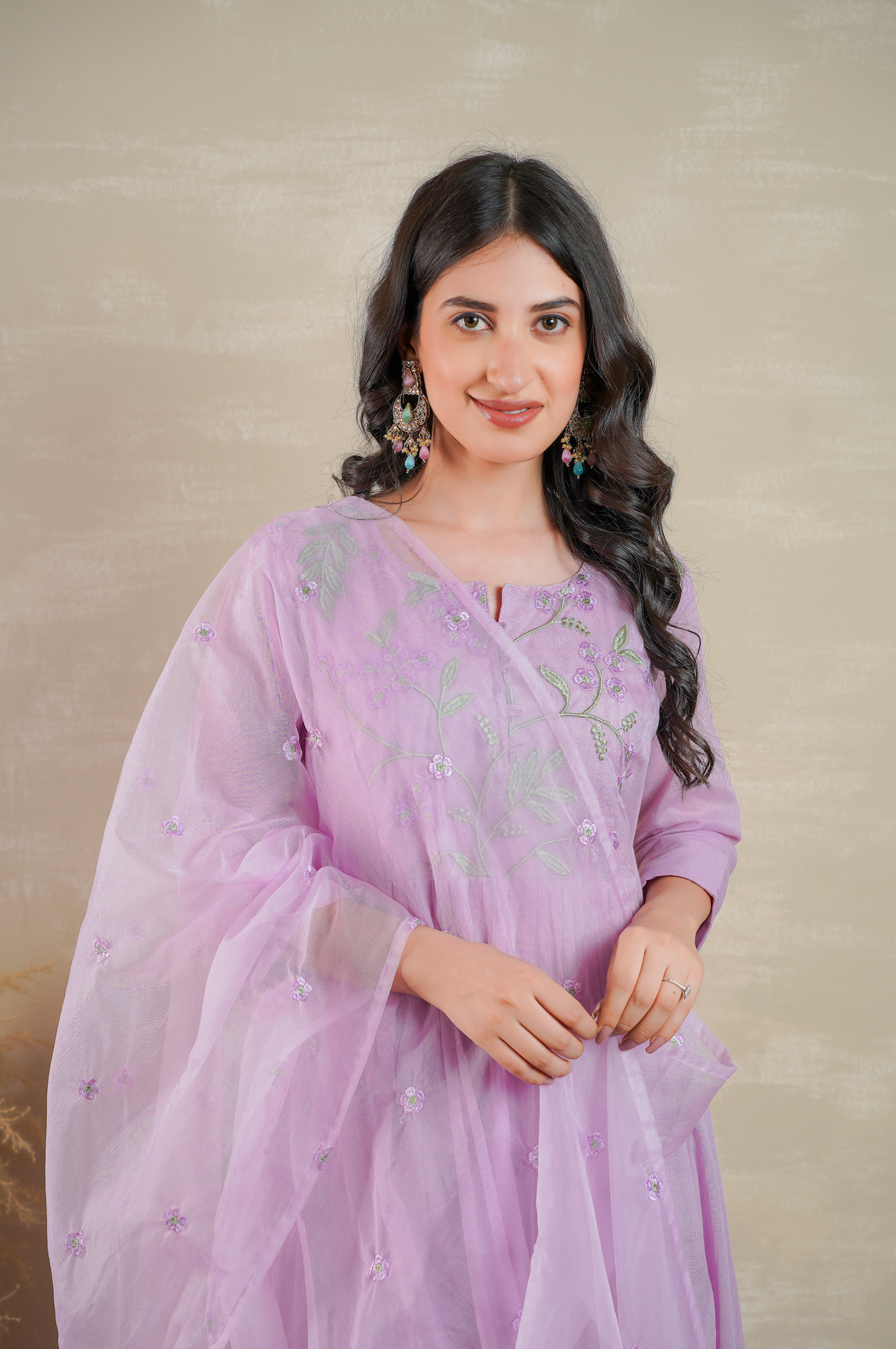 Plum Purple Mulmul kurti Suit Set