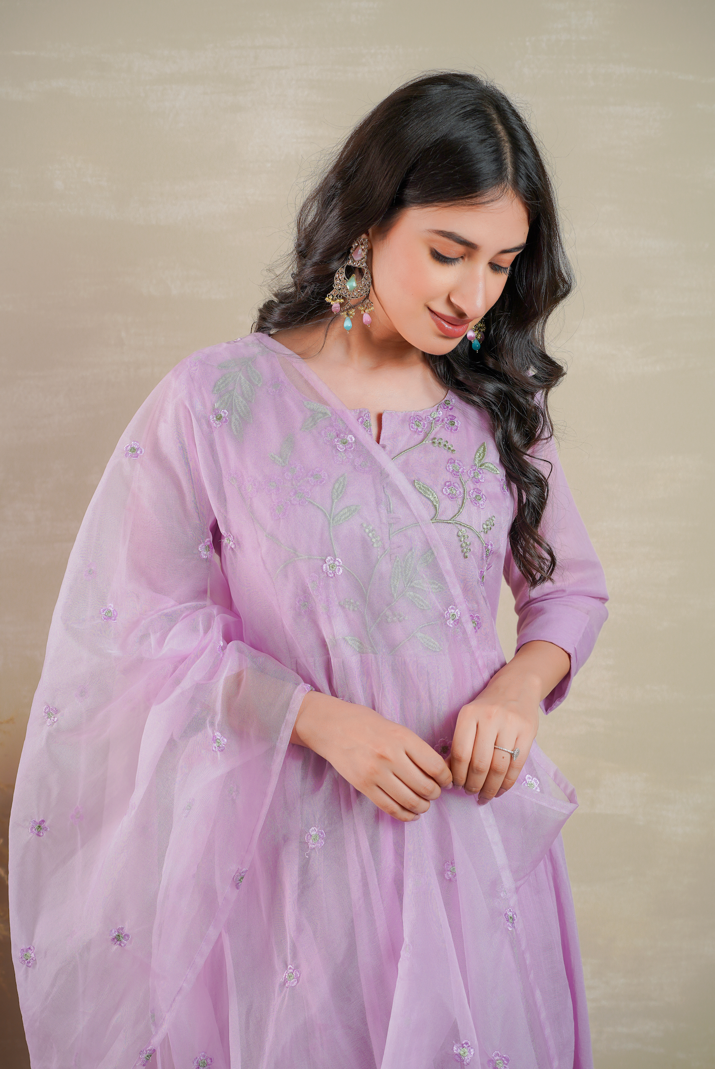 Plum Purple Mulmul kurti Suit Set