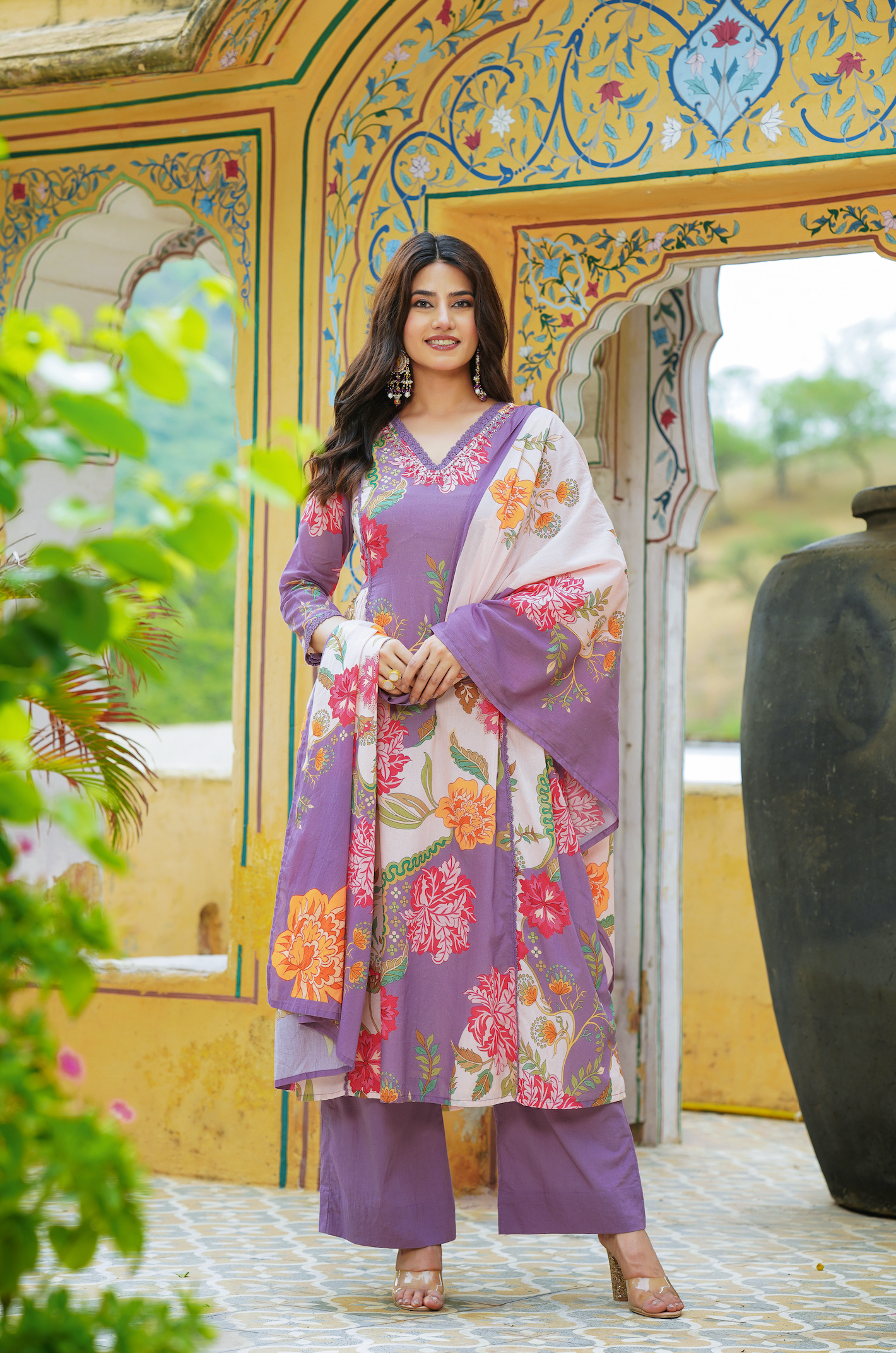 Dewberry purple Mulmul Kurta Set