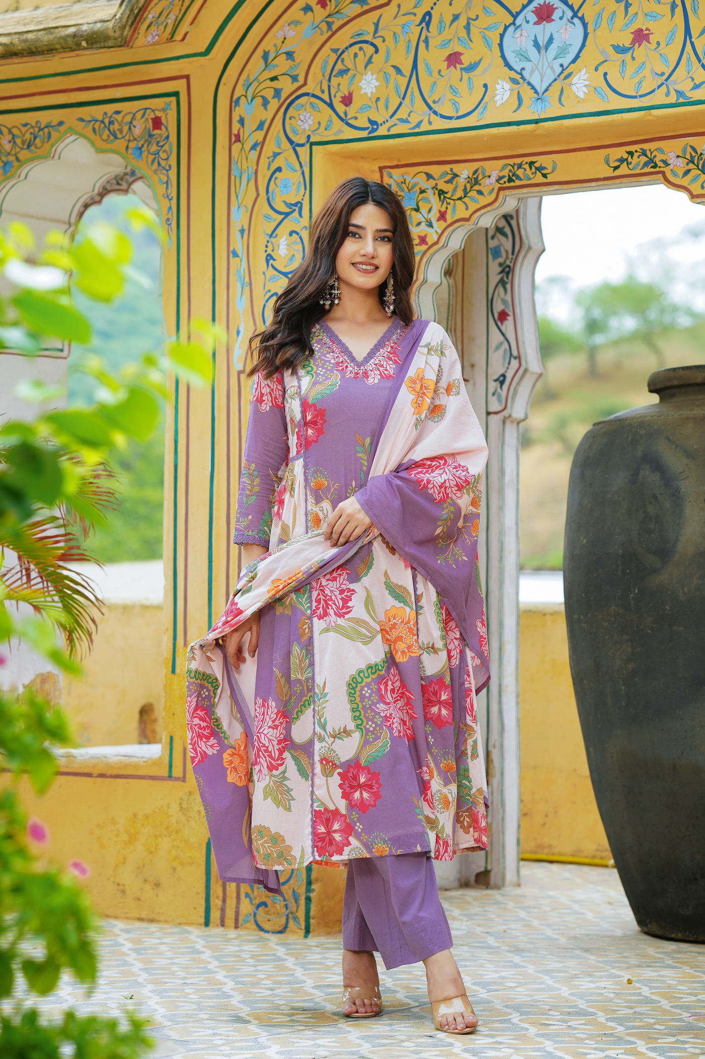 Dewberry purple Mulmul Kurta Set